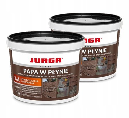 2xJurga Papa w płynie brązowa farba dach dekoracyjna 12 kg hydroizolacja