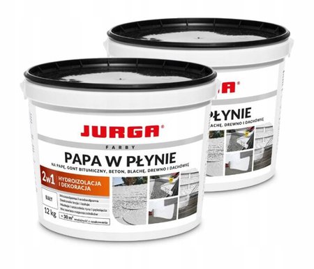 2xPapa w płynie Jurga biała 12 l akrylowa do betonu/drewna na zewnątrz