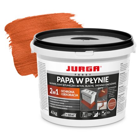 JURGA Papa w płynie CZERWONA Farba DACH dekoracyjna 4kg HYDROIZOLACJA