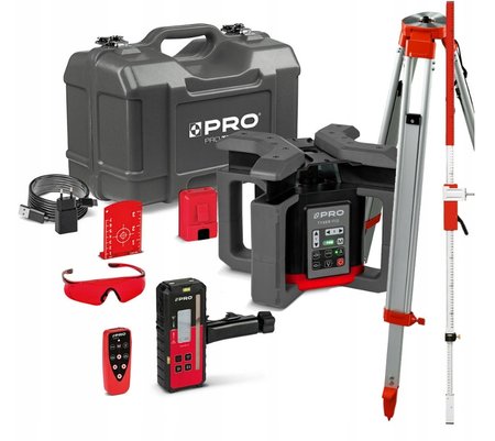 Niwelator rotacyjny Pro TYXER-R2 700m+statyw geodezyjny TR910+ łata 2,4M