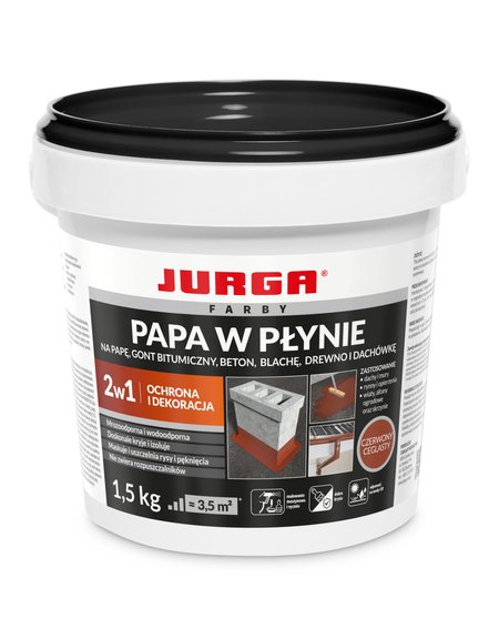 Papa w Płynie Jurga Farba Wodoodporna na Dach Płot Blachę Czerwony 1,5kg