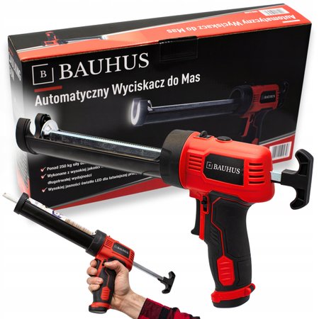 WYCISKACZ PISTOLET do kartuszy silikonu kleju AUTOMATYCZNY NA BATERIE + LED