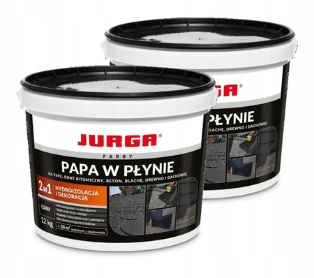 2x12 kg Papa w płynie - kolor czarny - - Jurga - wodoodporna farba na dach