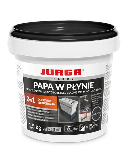 Papa w Płynie Uszczelniacz Dekarski Farba na Dach Płot JURGA 1,5kg ANTRACYT