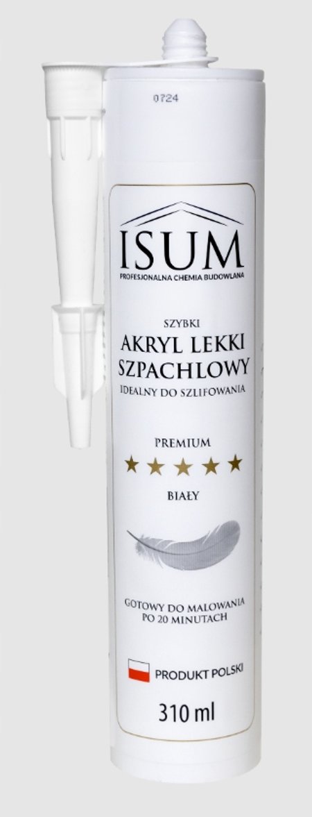 Klej ISUM I 310 ml USZCZELNIACZ AKRYLOWY SZPACHLOWY LEKKI BIAŁY