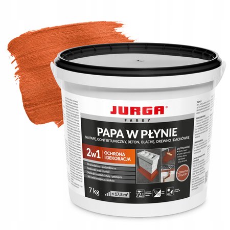 JURGA Papa w płynie CZER. CEGLASTY Farba DACH dekoracyjna 7kg HYDROIZOLACJA