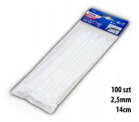 Super mocne Opaski zaciskowe kablowe białe 2,5x140mm 100szt. DEDRA 11B25142
