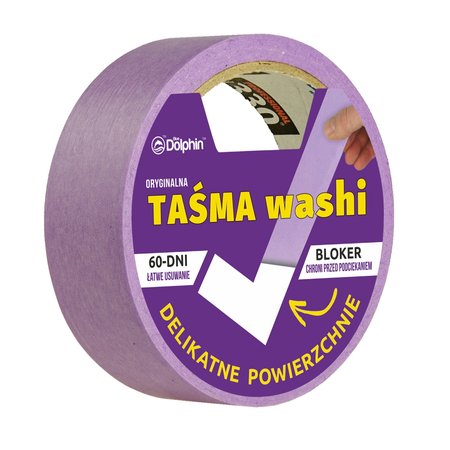 Taśma Malarska Washi Blue Dolphin do Delikatnych Powierzchni 29 mm x 25 m