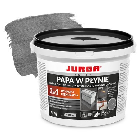 JURGA Papa w płynie SZARA Farba na DACH dekoracyjna 4kg HYDROIZOLACJA