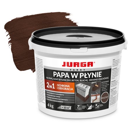 JURGA Papa w płynie BRĄZOWA Farba DACH dekoracyjna 4kg HYDROIZOLACJA