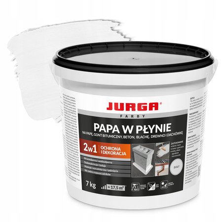 JURGA Papa w płynie BIAŁA Farba na DACH dekoracyjna 7kg NA ZEW. I WEWN.