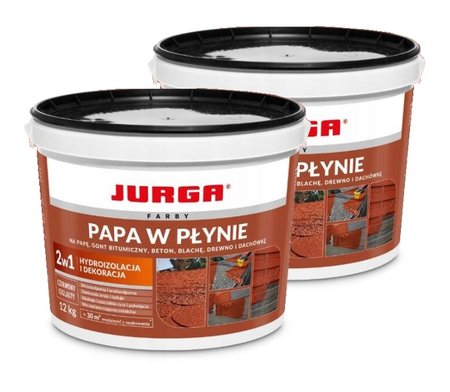 2xPapa w płynie uszczelni dekarski farba na dach płot JURGA 12 kg ceglasta